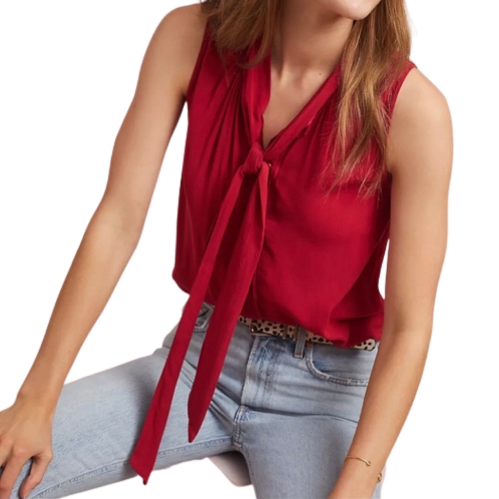 CLOTH & STONE Fiery Red Sleeveless Top with Front Ties